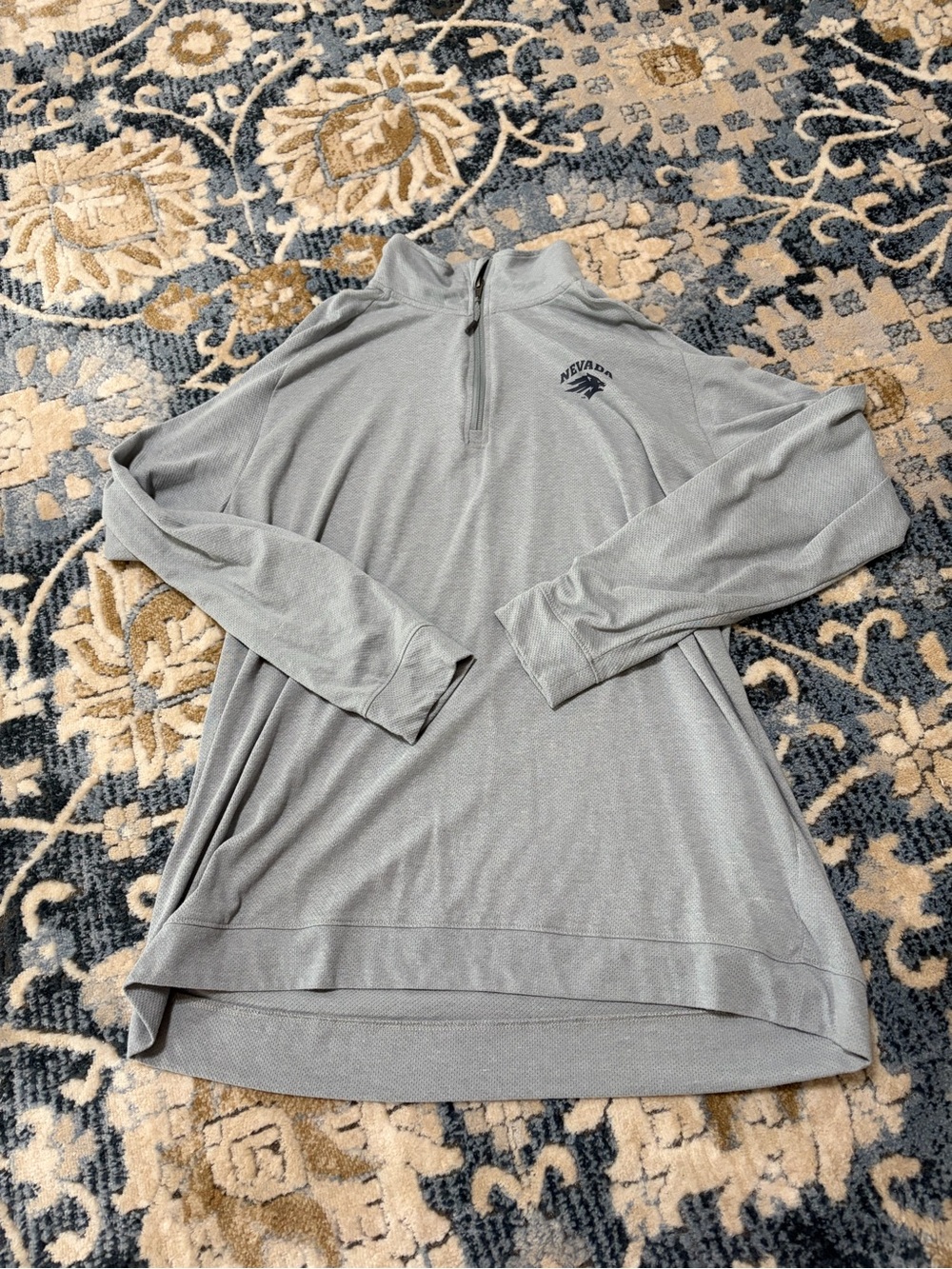 Champion Men's Light Gray Quarter-Zip Pullover with Nevada Logo